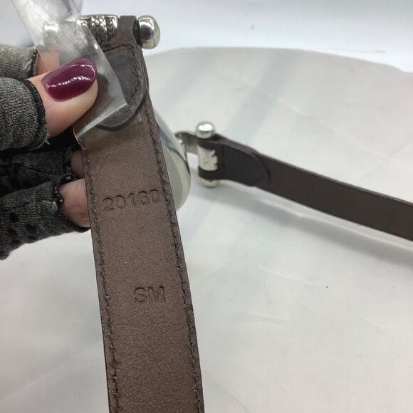 Vtg Brown & Clark Leather Engraved Silver Hook Buckle Belt Women Small‎ Medium main image 8